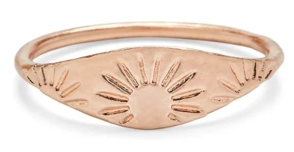 Pura Vida Engraved Sun Ring Rose Gold - Size 6