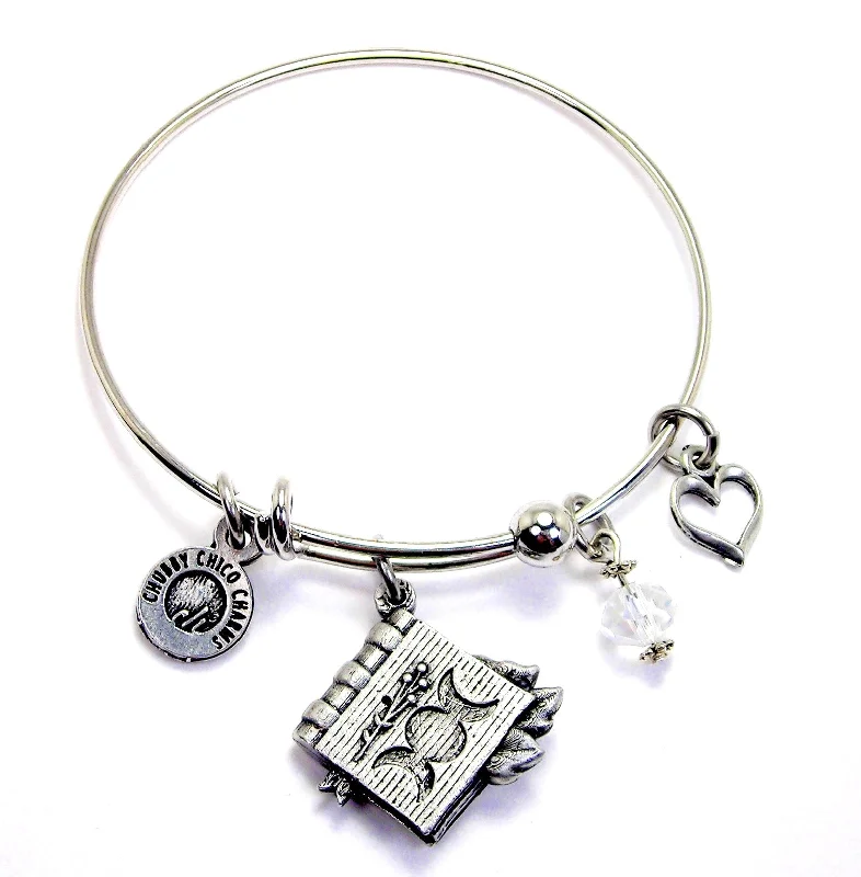 Triple Moon Goddess Book Expandable Bangle Bracelet