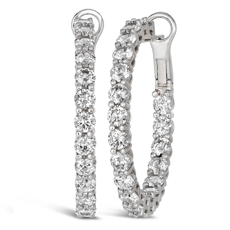 4.50 Carat Inside Out Shared Prong Hoops