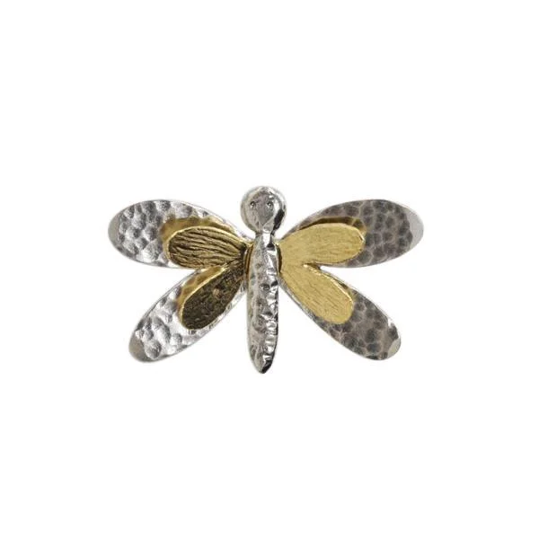 Sterling Silver and Gold Vermeil Dragonfly Brooch