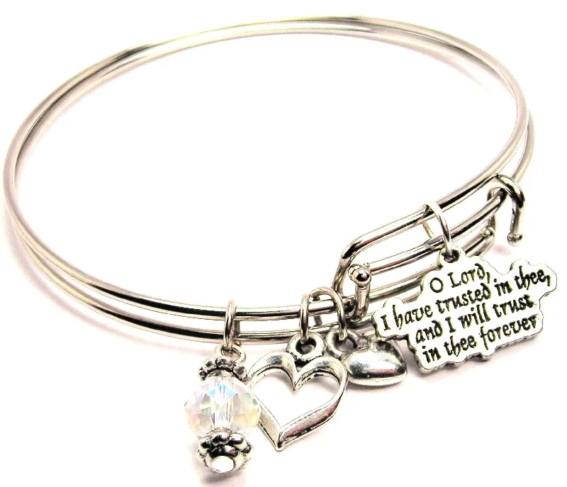 O Lord I Have Trusted In Thee I Will Trust In Thee Forever Expandable Bangle Bracelet Set