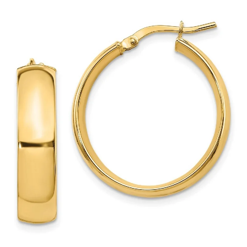 Curata 14k Yellow Gold High Polished 24x6mm Hoop Earrings