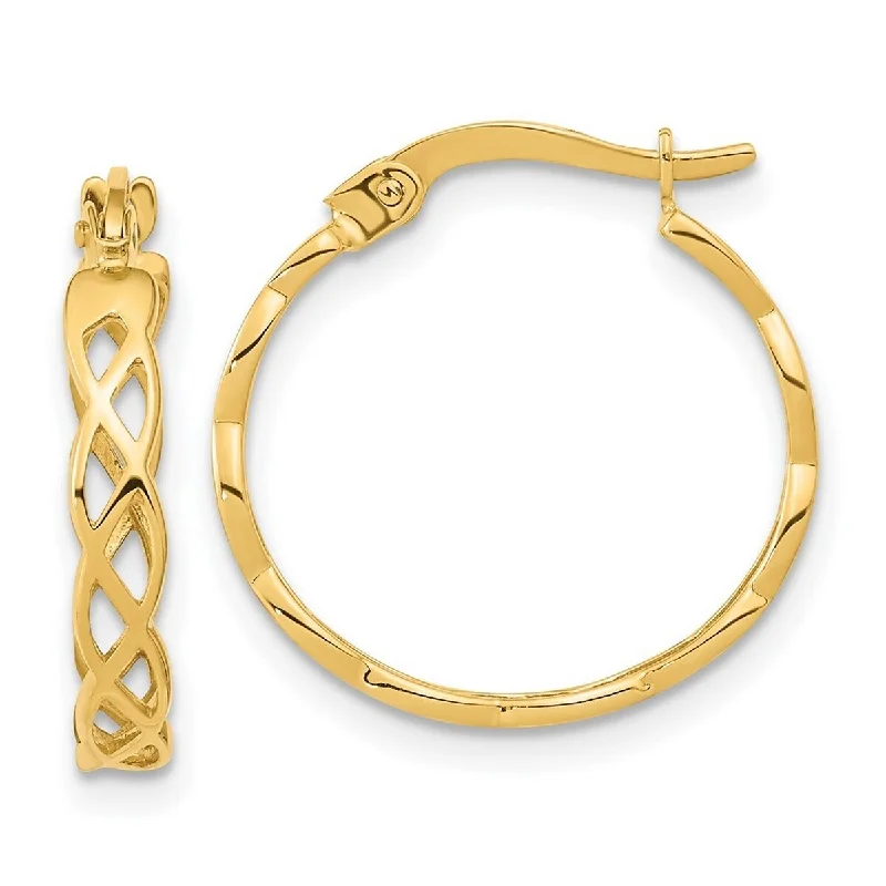 Curata 14k Yellow Gold Polished Intertwined Filigree Hoop Earrings 18.1x3.5mm