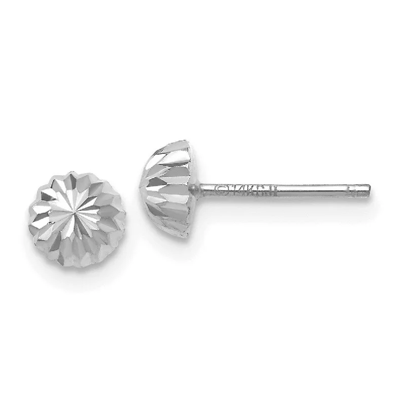 Curata 14k White Gold Diamond-Cut 5mm Half Ball Post Earrings