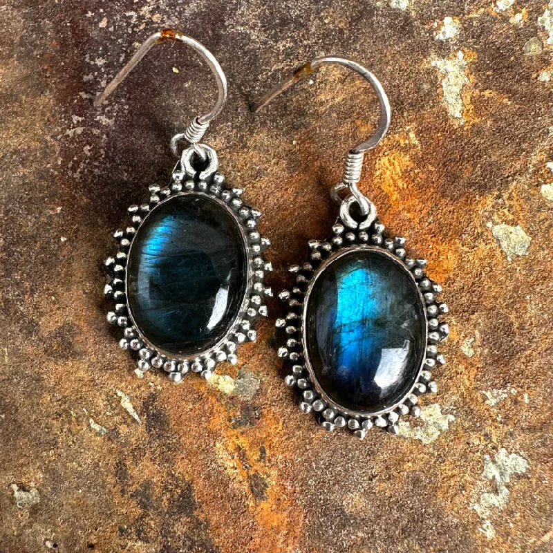 Sterling Silver Blue Labradorite Pierced Earrings