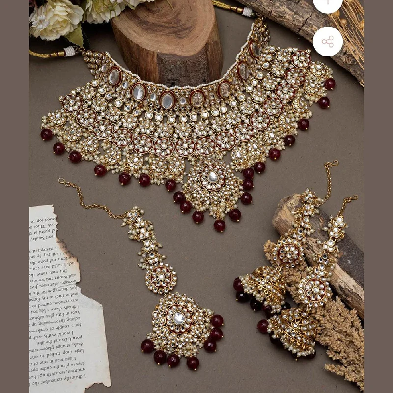 India Art Gold Plated Kundan Choker Necklace Set