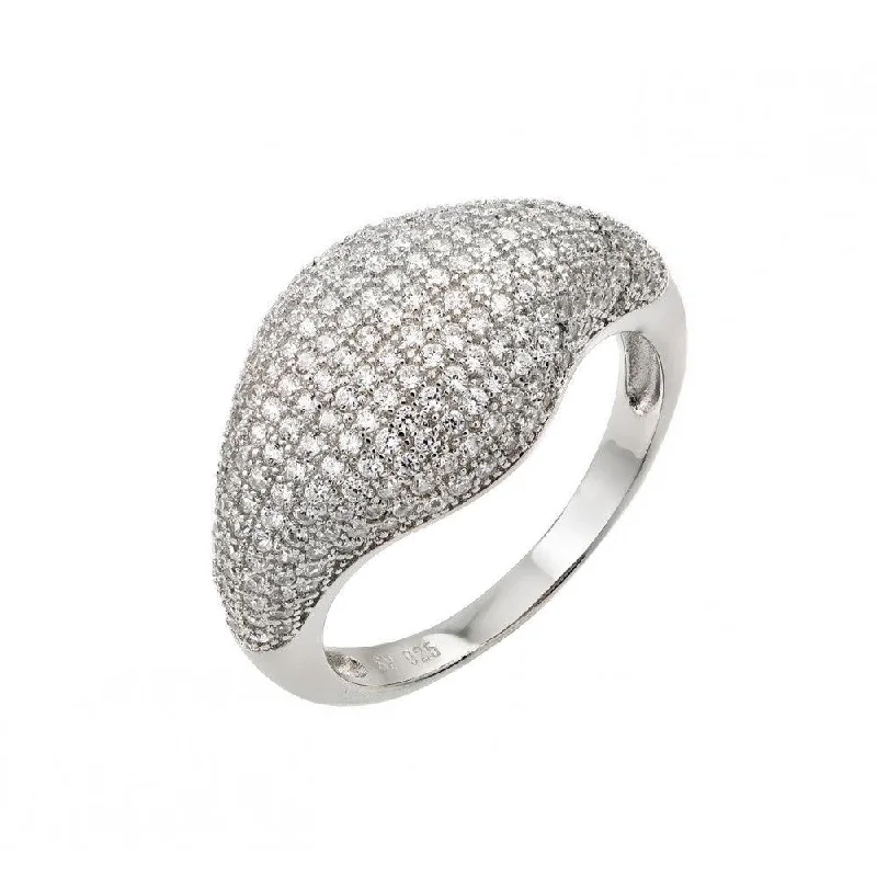 Silver 925 Rhodium Plated Graduated Micro Pave Clear CZ Ring - STR00941