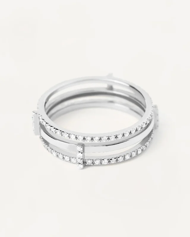 Diamonds And White Gold Track Ring