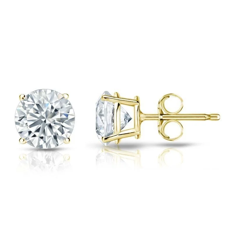 Auriya 18k Gold GIA Certified 4 carat TW Round Diamond Stud Earrings