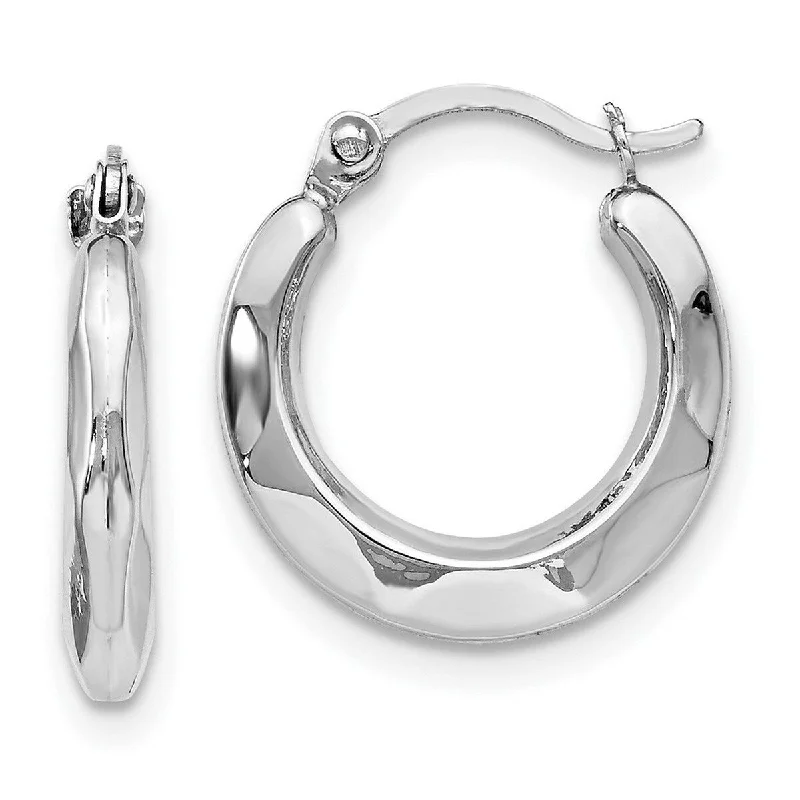 Curata 14k White Gold Polished 3x15mm Scalloped Hoop Earrings