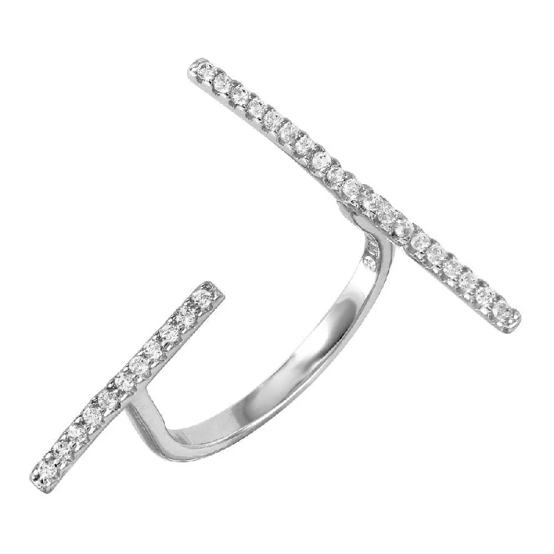 Silver 925 Rhodium Plated CZ Open End Ring - BGR00976