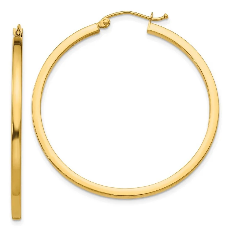 Curata 14k Yellow Gold Polished 40x2mm Square Tube Hoop Earrings