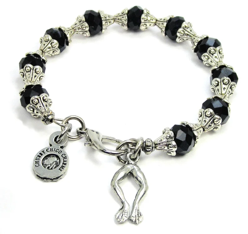 Pair Of Frog Legs Capped Crystal Bracelet