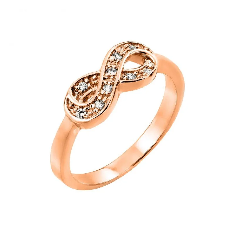 Silver 925 Rose Gold Plated Clear CZ Mini Infinity Ring - BGR00769RGP