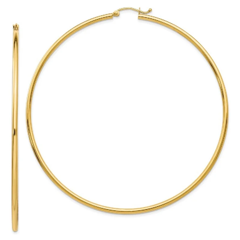 Curata 2mm 14k Yellow Gold 2x75mm Extra-large Classic Hoop Earrings