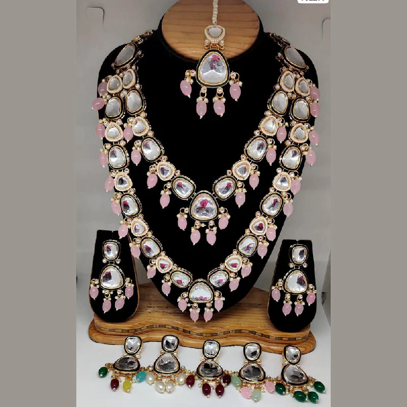 Rani Sati Jewels Gold Plated Kundan Stone Long Necklace Set