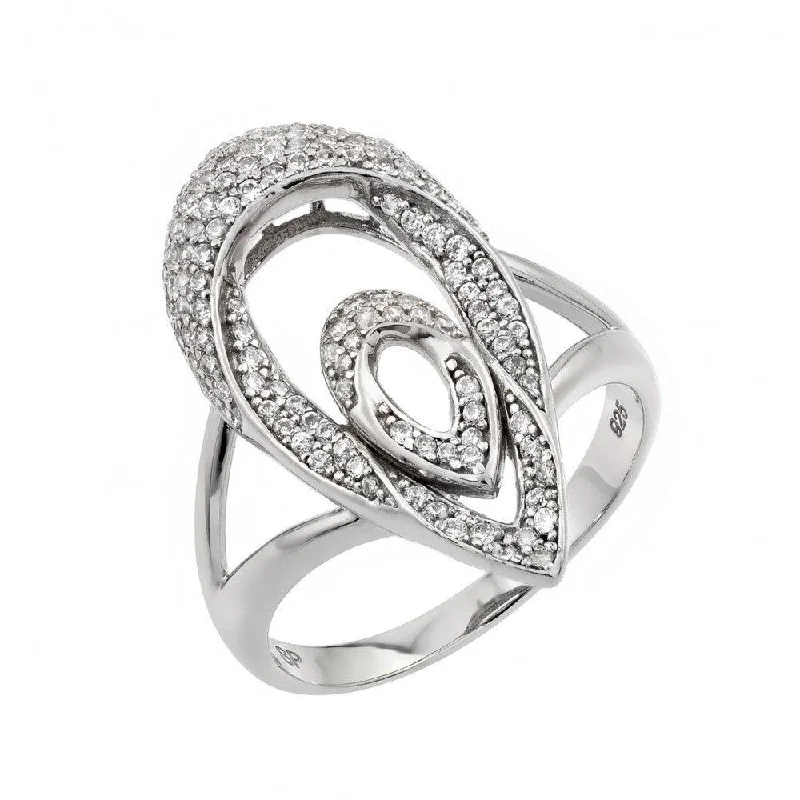 Silver 925 Rhodium Plated Micro Pave CZ Ring - GMR00022