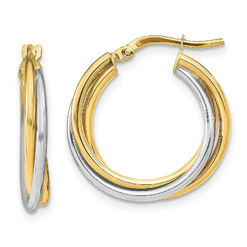 Curata 10k Two-one Gold Polished Double Twisted 26x2.7mm Hoop Earrings