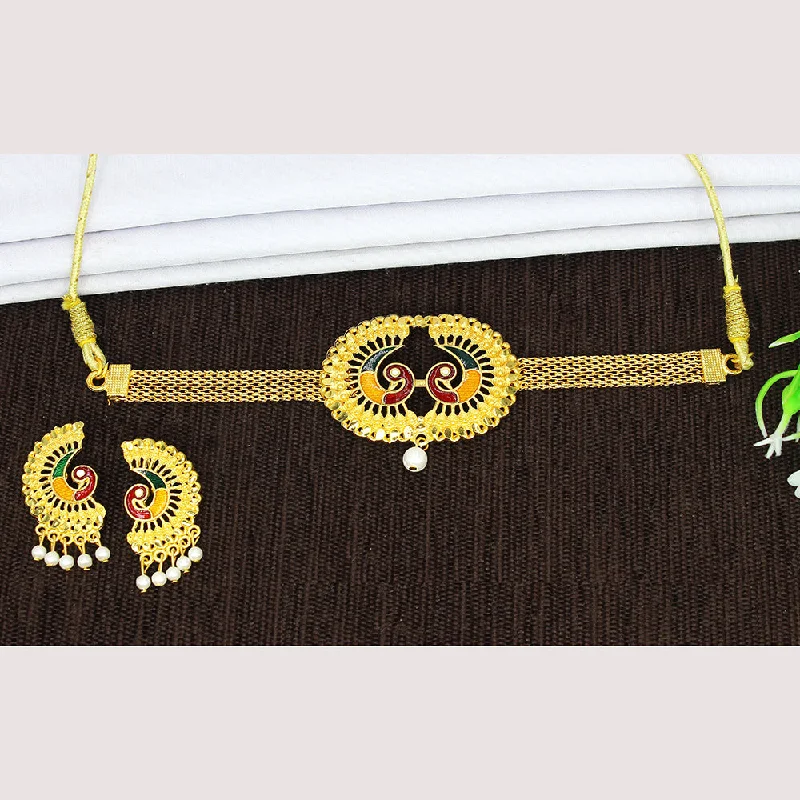 Mahavir Gold Plated Choker Necklace Set