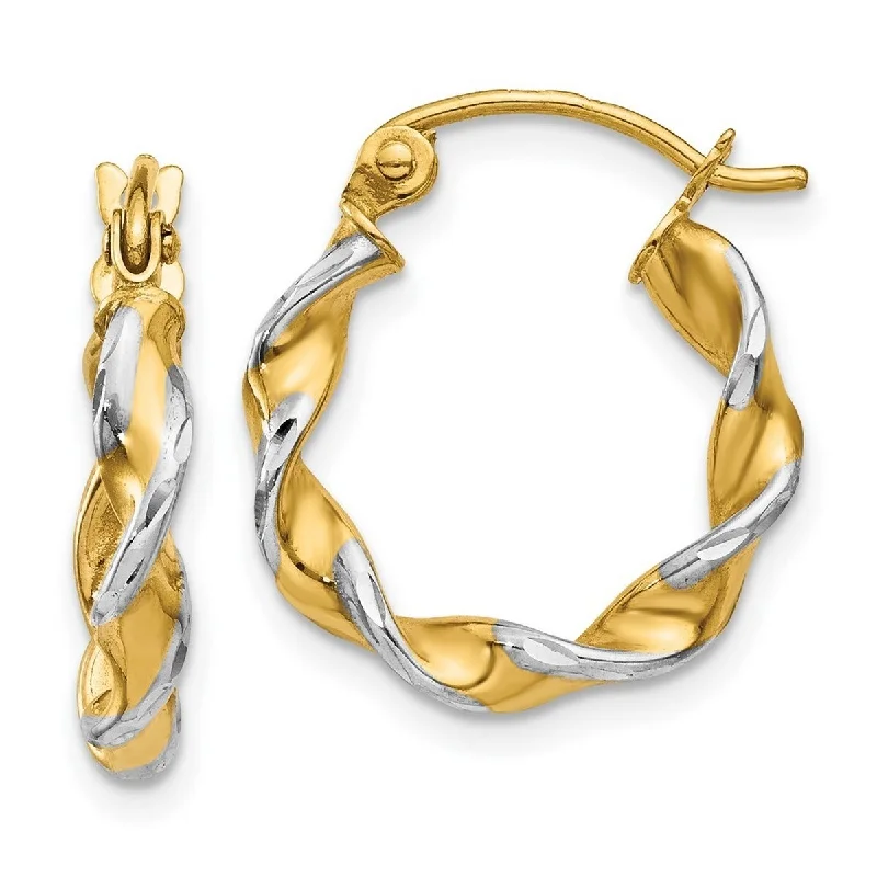 Curata 14k Yellow Gold Polished 2.75mm Fancy Twisted Hoop Earrings - 10x15.5mm Wide 2.75mm Thick