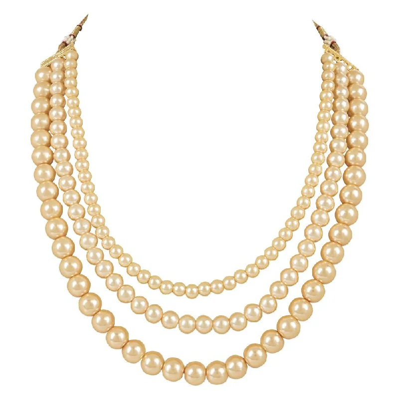 Etnico Gold Plated Traditional Multi Strand Long Pearl Necklace Jewellery Women/Girls (ML323FL)