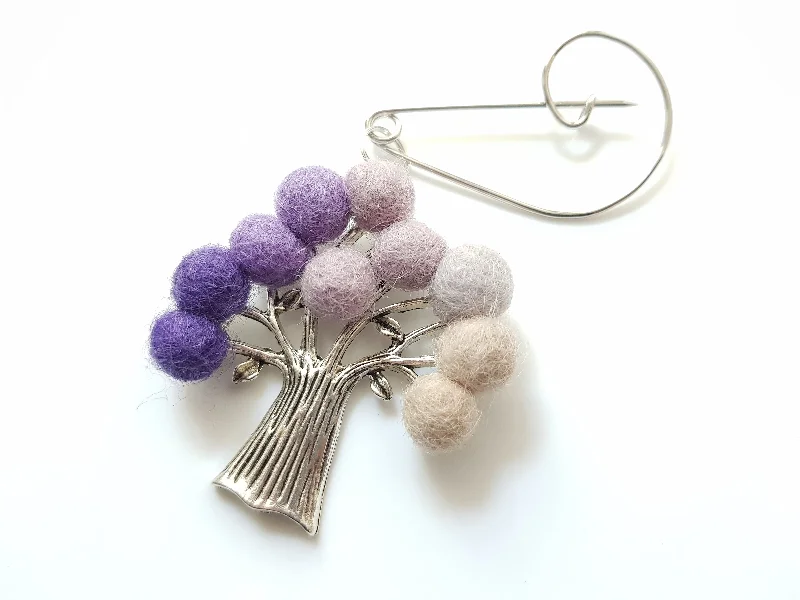 Tree Of Life Brooch Purple