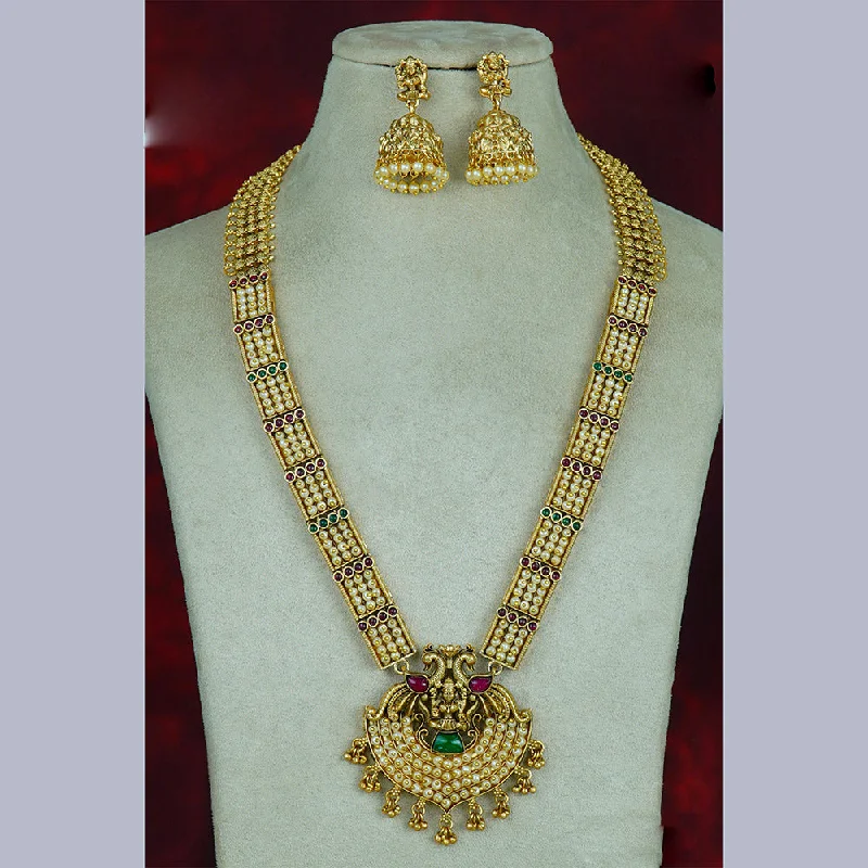 Diksha Collection Gold Plated Temple Long Necklace Set