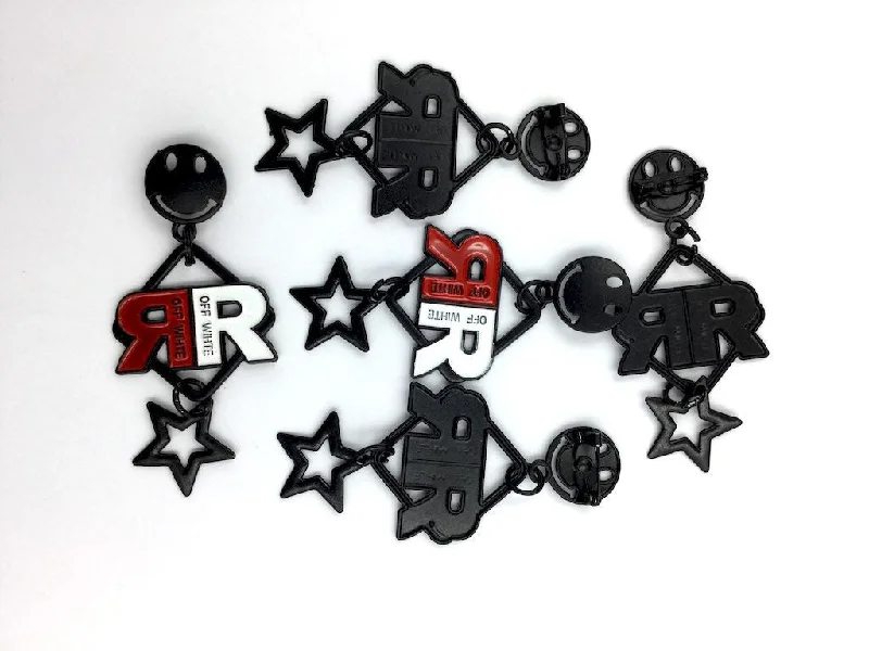 Black White Red Designer Clip Brooch