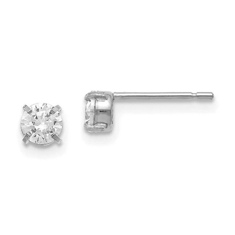 Curata 14k White Gold Polished Post Earrings CZ Cubic Zirconia Stud 4.0mm Earrings - 4x4mm Wide