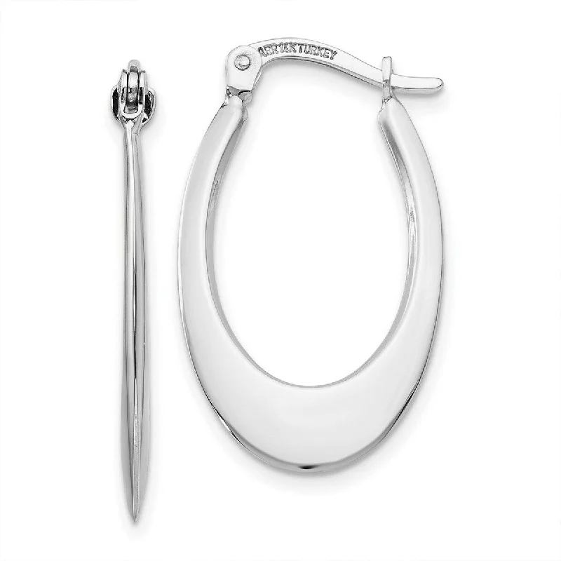 Curata 14k White Gold Polished Flat 26mm Hoop Earrings