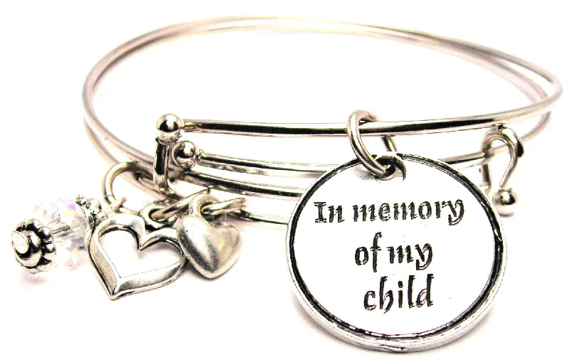 In Memory Of My Child Expandable Bangle Bracelet Set