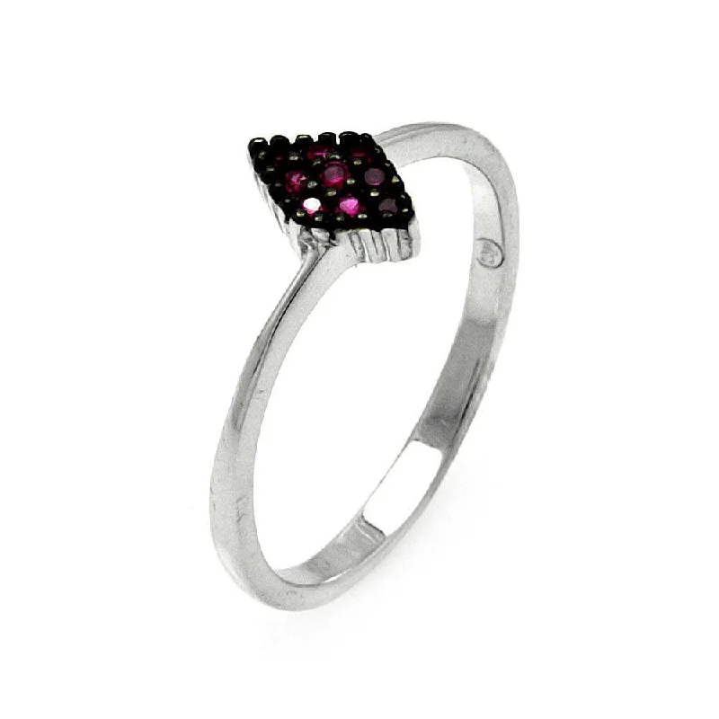 Silver 925 Rhodium Plated Small Red CZ Marquis Ring - STR00907