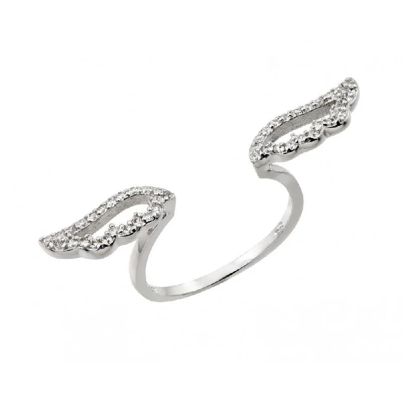 Silver 925 Rhodium Plated Wings Ring - STR01021