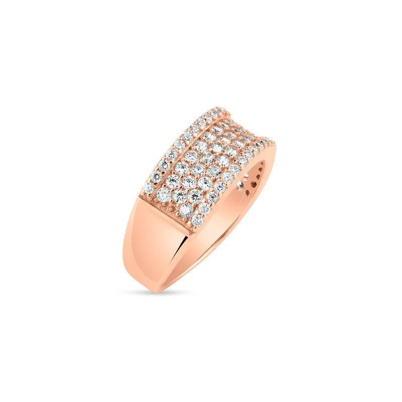 Silver 925 Rose Gold Plated Micro Pave CZ Ring - BGR00608