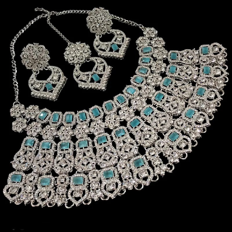 Padmawati Bangles Silver Plated Austrian Stone And Crystal Stone Necklace Set