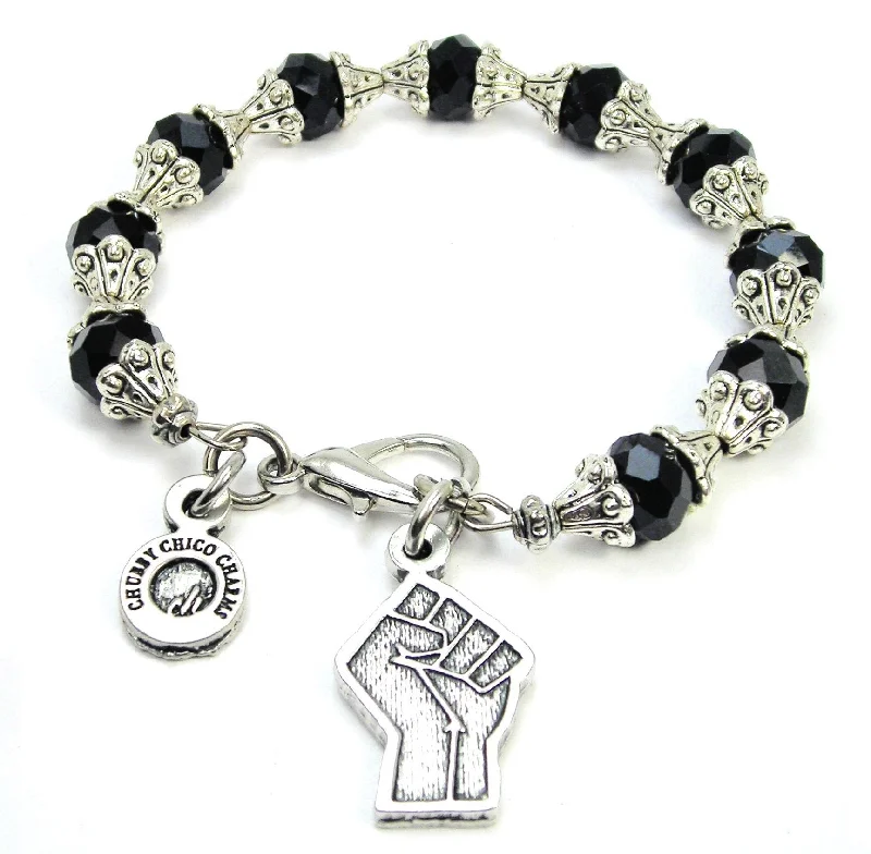 Black Lives Matter Fist Capped Crystal Bracelet