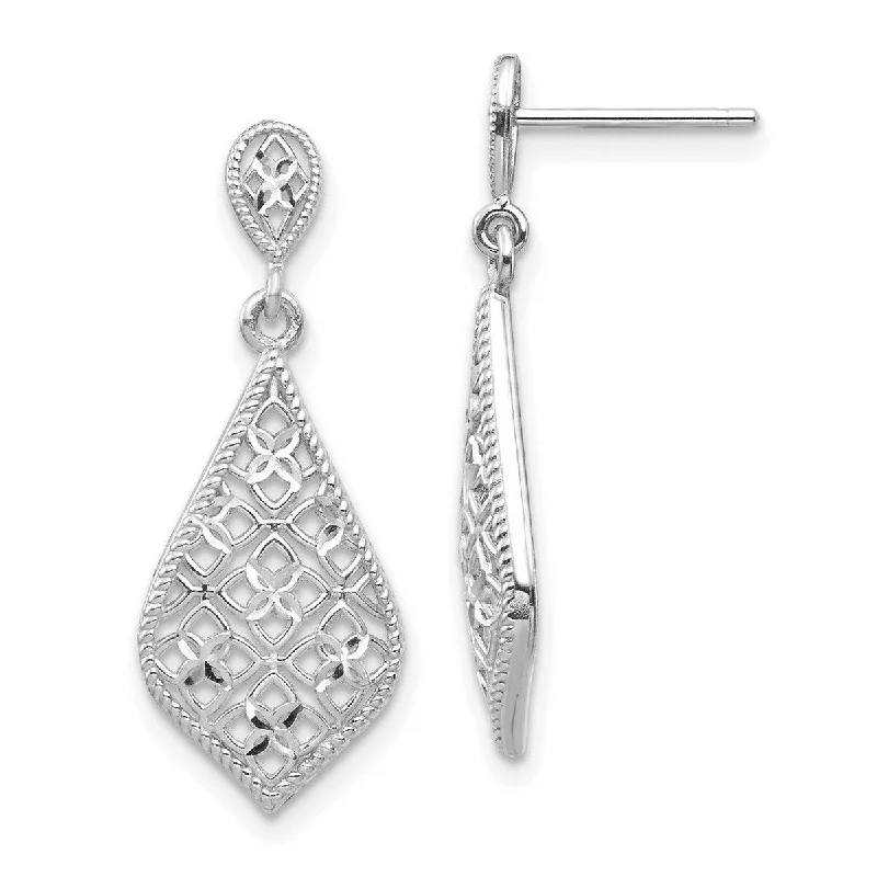 Curata 14k White Gold Long Drop Dangle Earrings - 27.5x10mm Wide