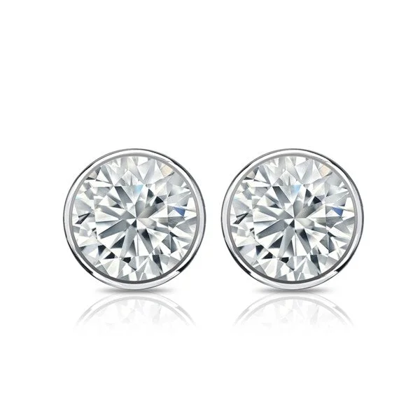 Auriya 3 1/2ctw Round Diamond Stud Earrings Bezel-set 18k Gold - GIA Certified