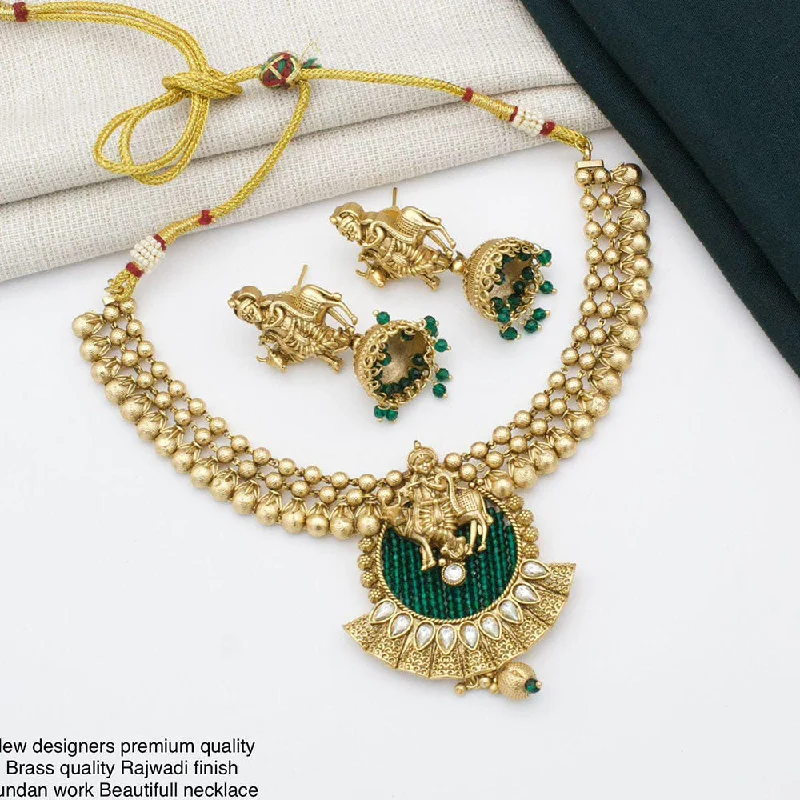 Manisha Jewellery Gold Plated Kundan Temple Necklace Set