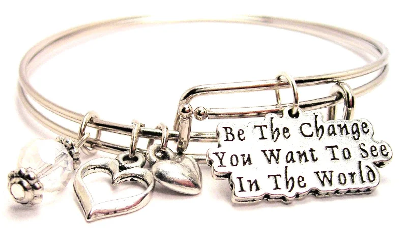 Be The Change You Want To See In The World Expandable Bangle Bracelet Set