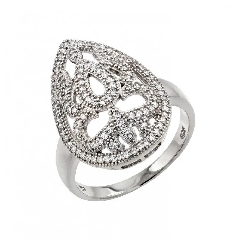 Silver 925 Rhodium Plated Micro Pave CZ Ring - GMR00017