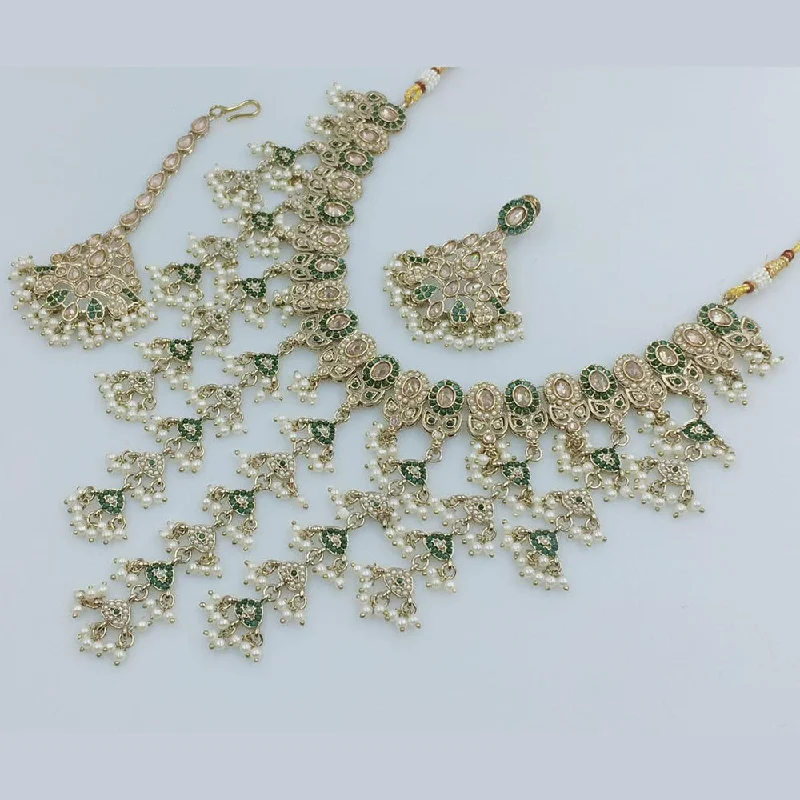 Anjali Jewellery Gold Plated Crystal Stone And Pearls Necklace Set