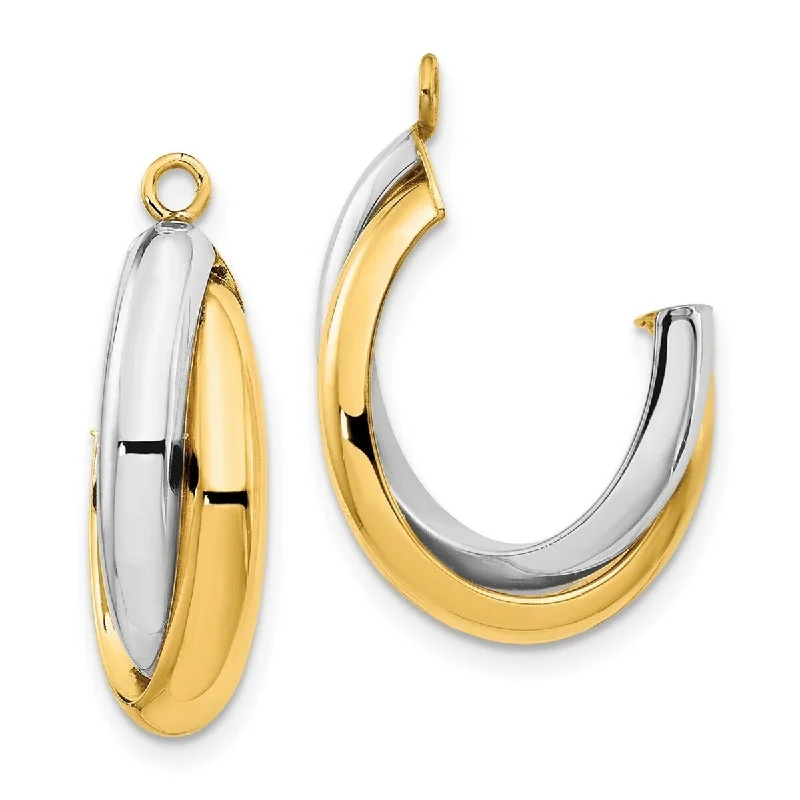 Curata 14k Two Tone Gold Polished Double J Hoop Earrings Jackets - 20x8mm