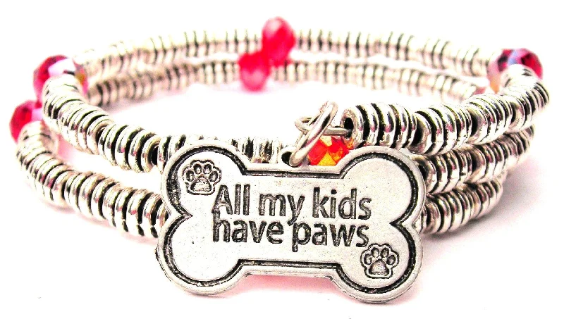 All My Kids Have Paws Curly Coil Wrap Style Bangle Bracelet