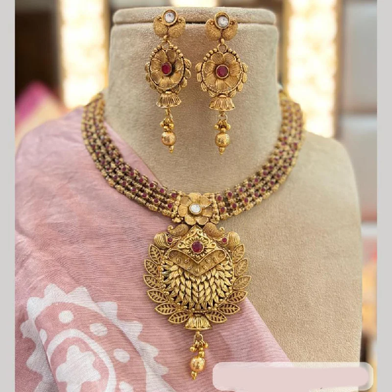 Jewel Addiction Gold Plated Pota Stone Necklace Set