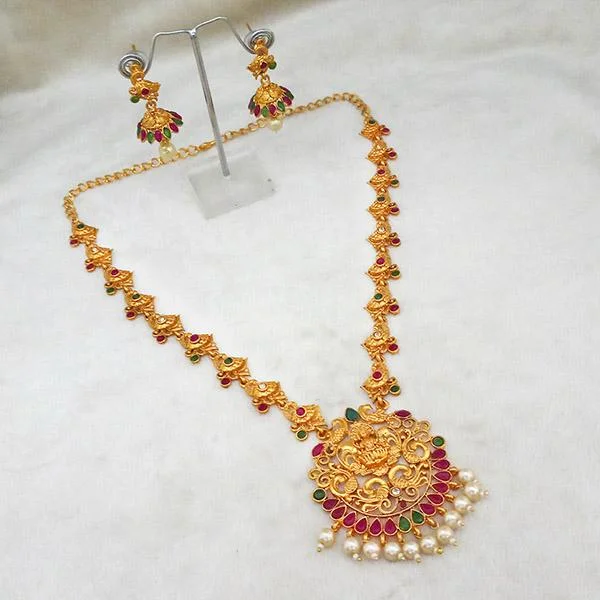 Kriaa Gold Plated Pota Stones Long Necklace Set