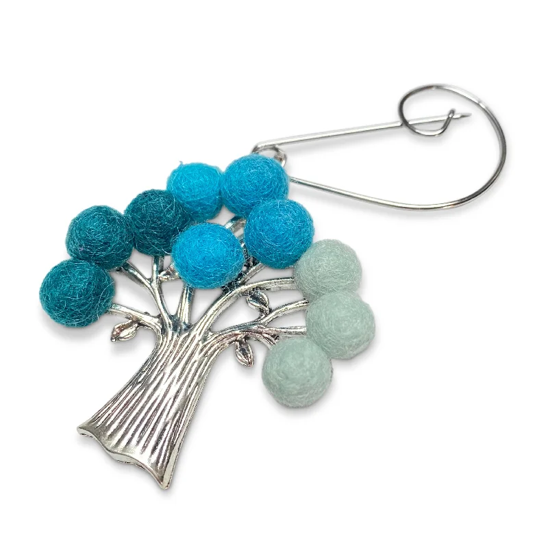 Tree Of Life Brooch Aqua