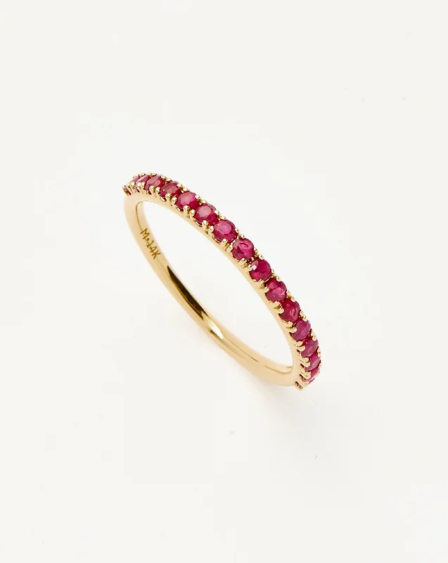 Fine Half Eternity Ruby Ring | 14k Solid Gold/Ruby