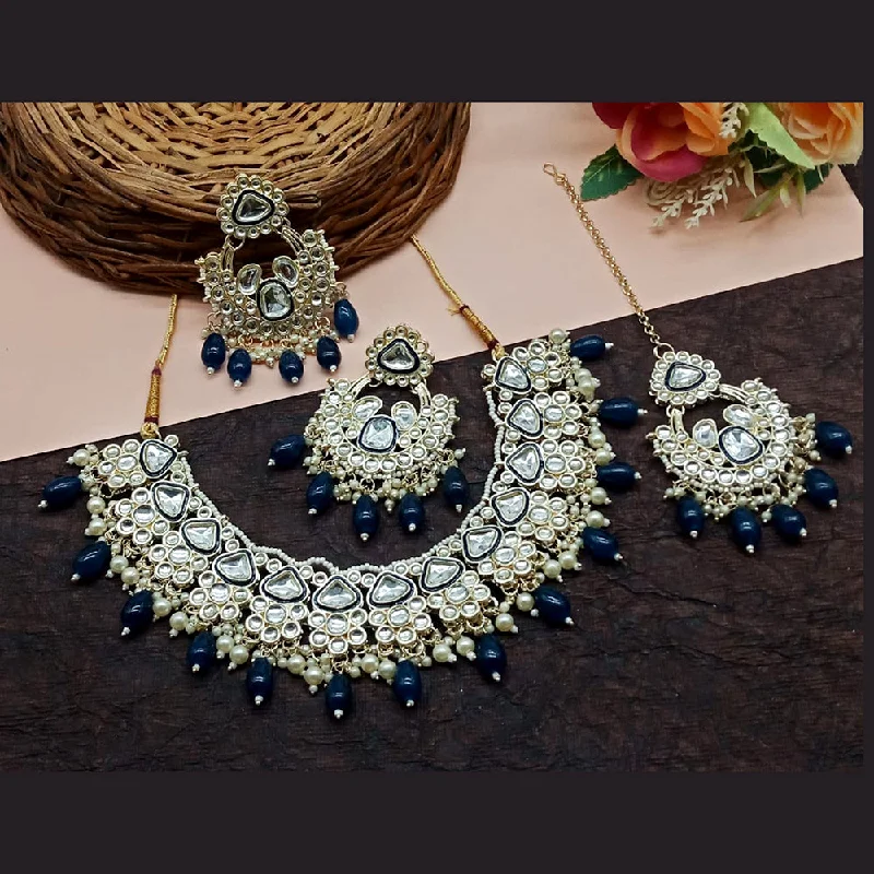 India Art Gold Plated Kundan And Pearl Necklace Set