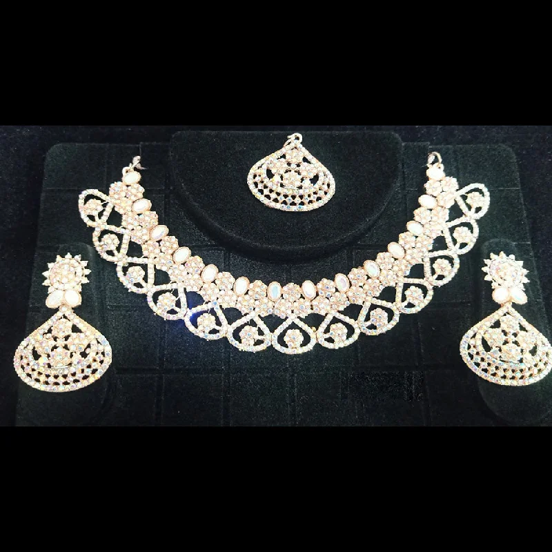 Crescent Creation Gold Plated Crystal Stone Necklace Set